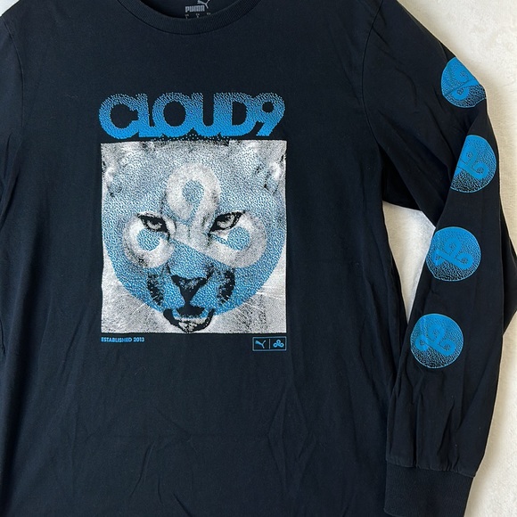 Puma Men’s X Cloud9 Neon Esport Long Sleeve T-shirt Black Blue Size Large - Picture 4 of 10